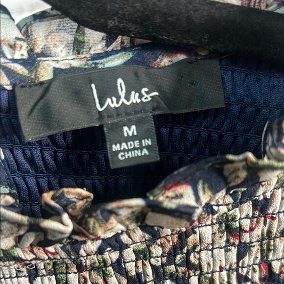 Lulus Medium Floral Forever Navy Blue Floral Print Smocked Skater Dress - Picture 12 of 15